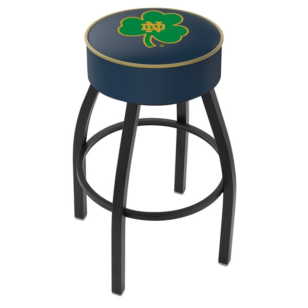25" Notre Dame Shamrock Cushion Seat, Blk Wrinkle Base Swivel Bar Stool